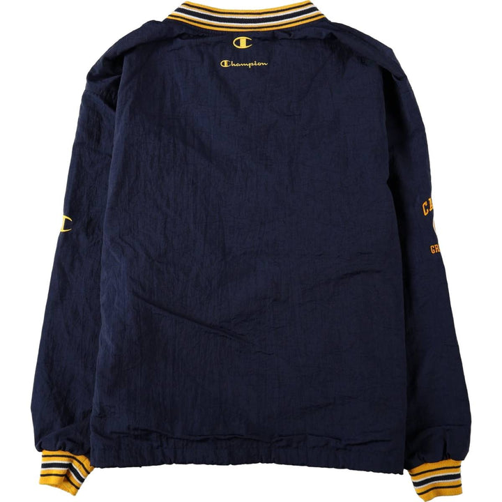 90'S Champion V-neck College Nylon Pullover, Men's Size L (approx.), Vintage Nylon navy blue type Vintage Second Hand
