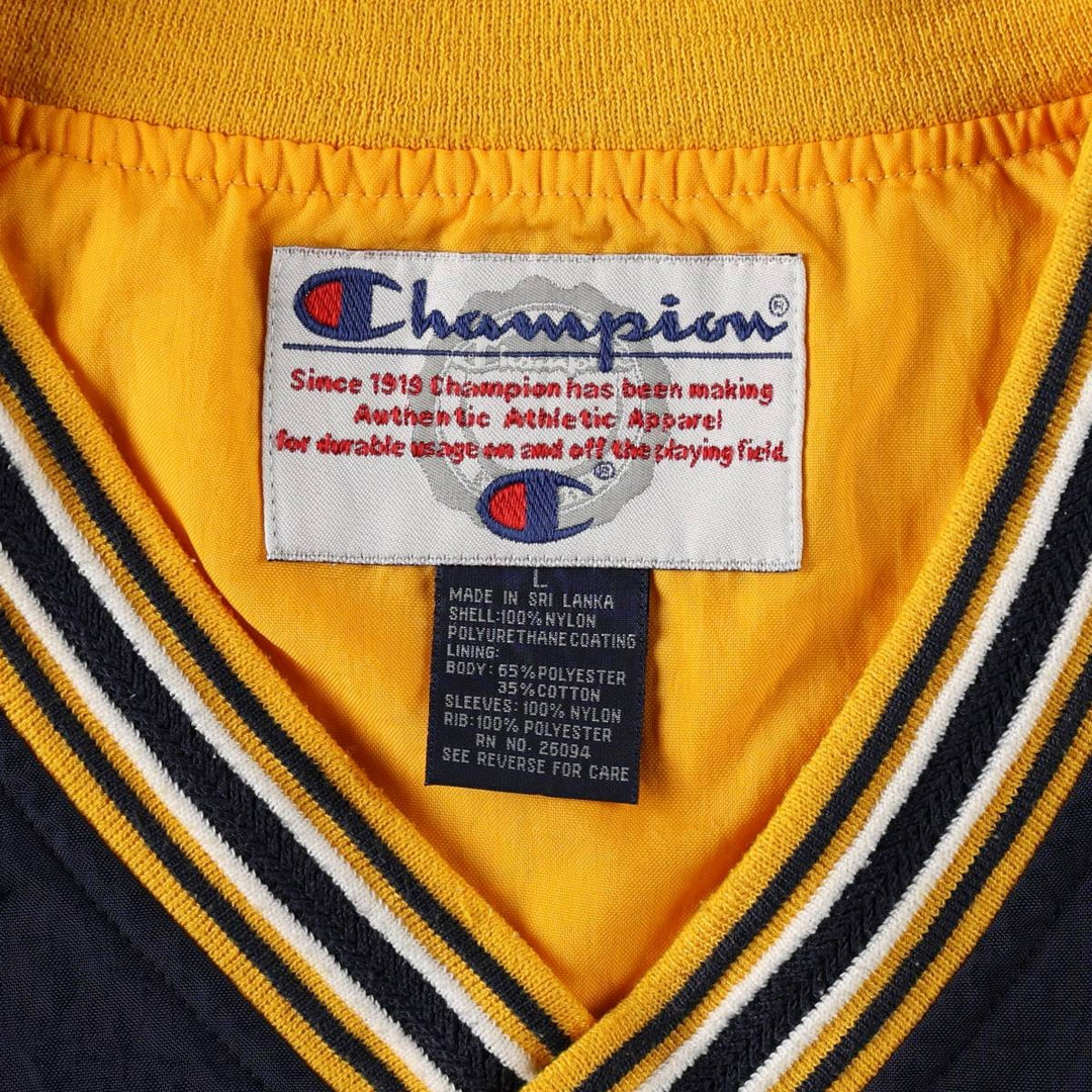 90'S Champion V-neck College Nylon Pullover, Men's Size L (approx.), Vintage Nylon navy blue type Vintage Second Hand