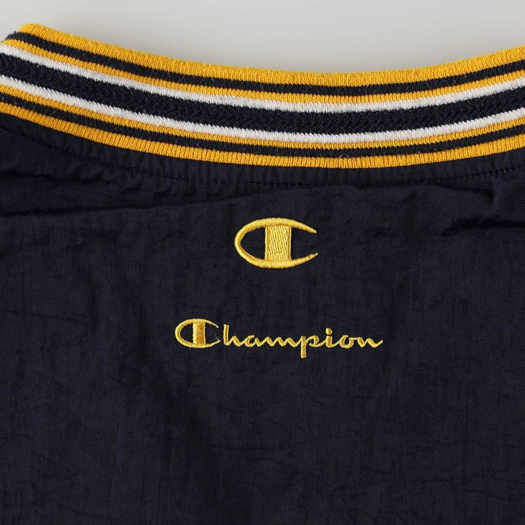 90'S Champion V-neck College Nylon Pullover, Men's Size L (approx.), Vintage Nylon navy blue type Vintage Second Hand