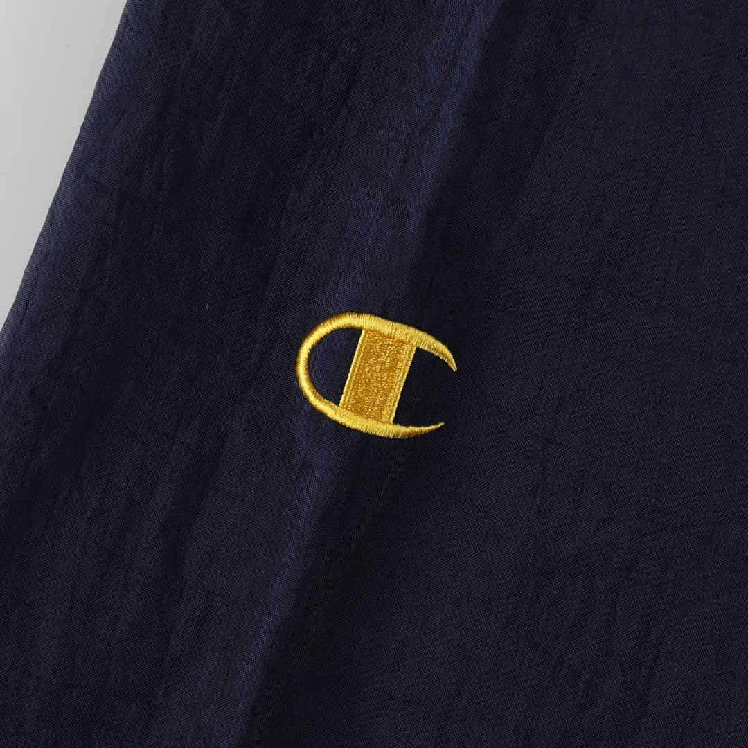 90'S Champion V-neck College Nylon Pullover, Men's Size L (approx.), Vintage Nylon navy blue type Vintage Second Hand