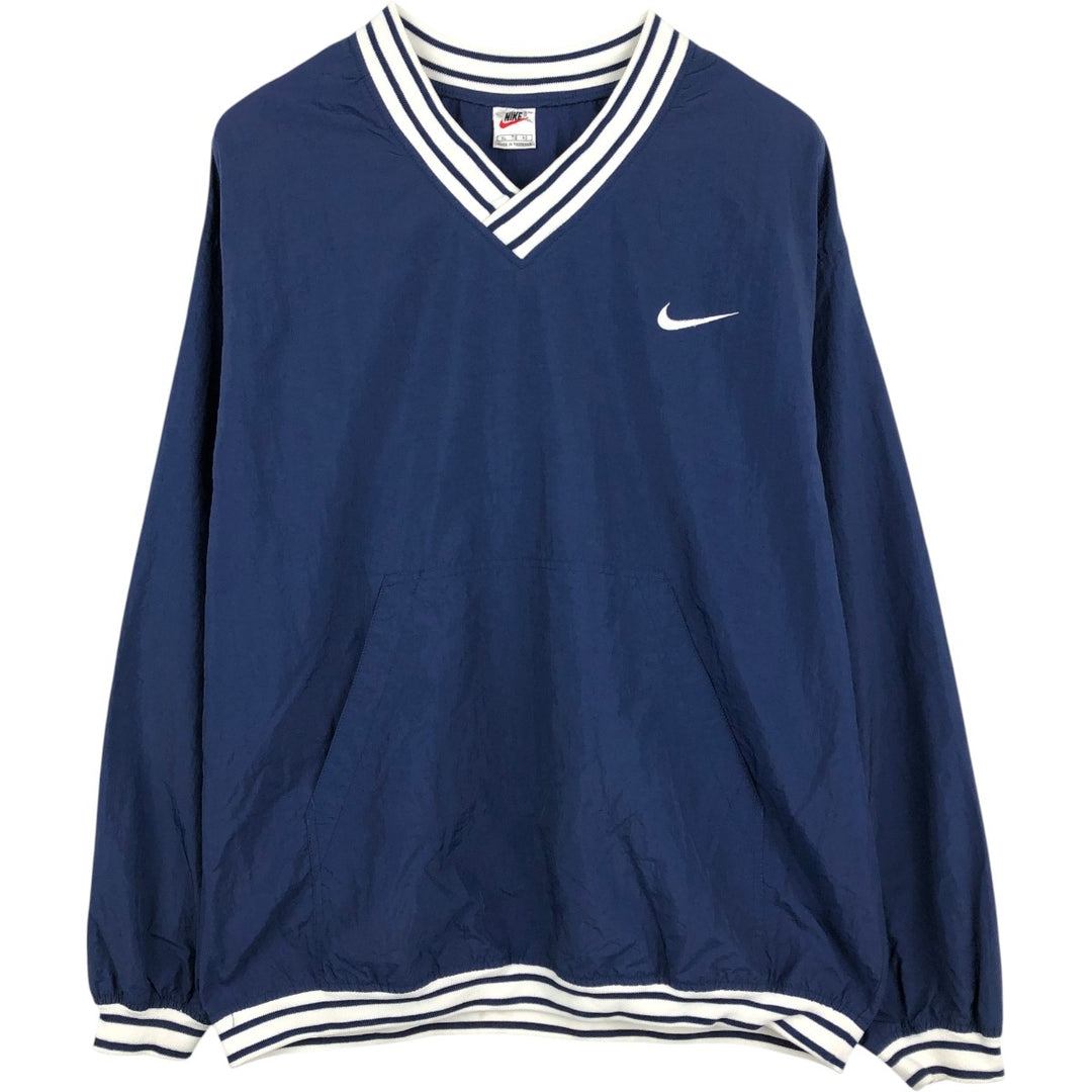 90'S Nike V-neck nylon pullover, men's XL size, vintage Nylon navy blue type Vintage Second Hand
