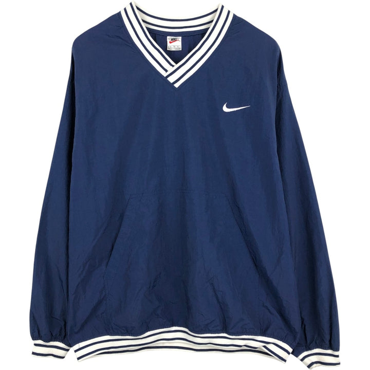 90'S Nike V-neck nylon pullover, men's XL size, vintage Nylon navy blue type Vintage Second Hand