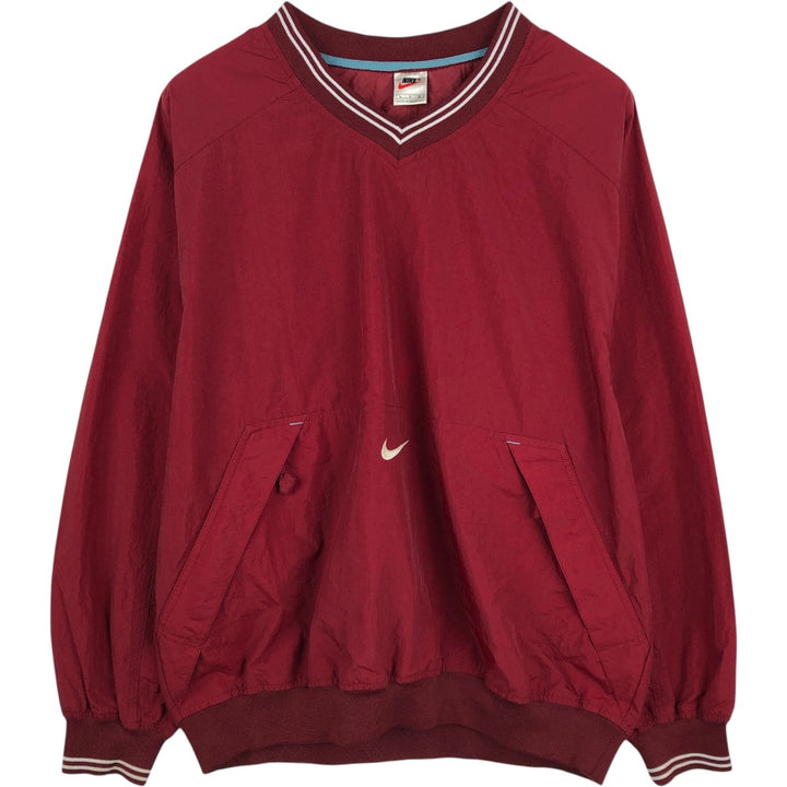 90s-00'S Nike V-neck nylon pullover, men's size L equivalent, vintage. Nylon burgundy type Vintage Second Hand