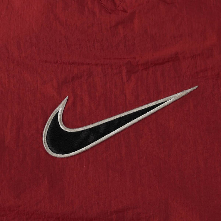 90'S Nike Center Logo Nylon Pullover, Men's Size XL (Equivalent), Vintage Nylon red type Vintage Second Hand