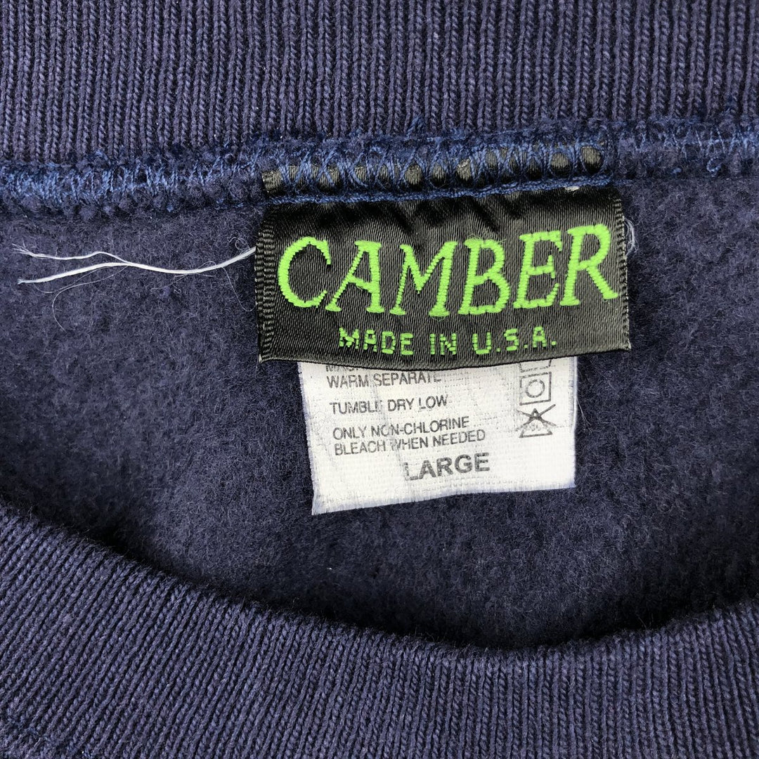 90'S CAMBER Plain Blank Sweatshirt, Made in USA, Men's Size L (Equivalent), Vintage cotton navy blue type Vintage Second Hand