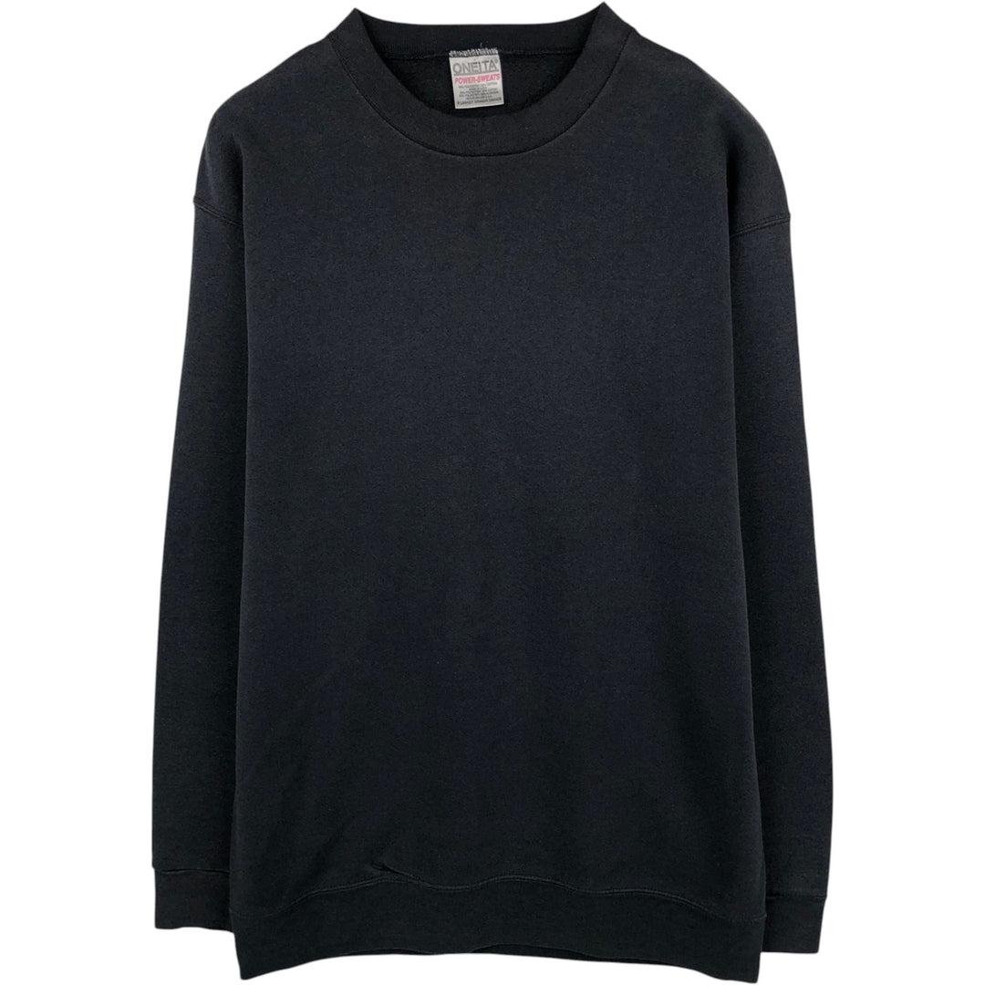90'S ONEITA Plain Blank Sweatshirt, Made in USA, Men's XL equivalent, Vintage polyester black type Vintage Second Hand
