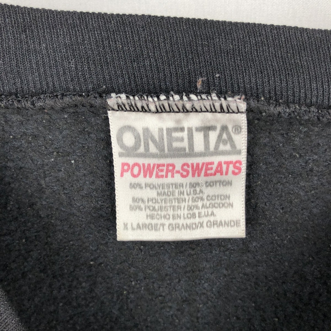 90'S ONEITA Plain Blank Sweatshirt, Made in USA, Men's XL equivalent, Vintage polyester black type Vintage Second Hand