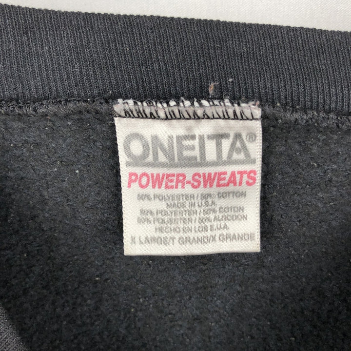 90'S ONEITA Plain Blank Sweatshirt, Made in USA, Men's XL equivalent, Vintage polyester black type Vintage Second Hand