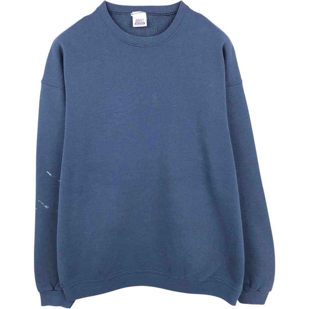 90'S BVD plain blank sweatshirt, sweatshirt, made in USA, men's XL size, vintage cotton blue type Vintage Second Hand