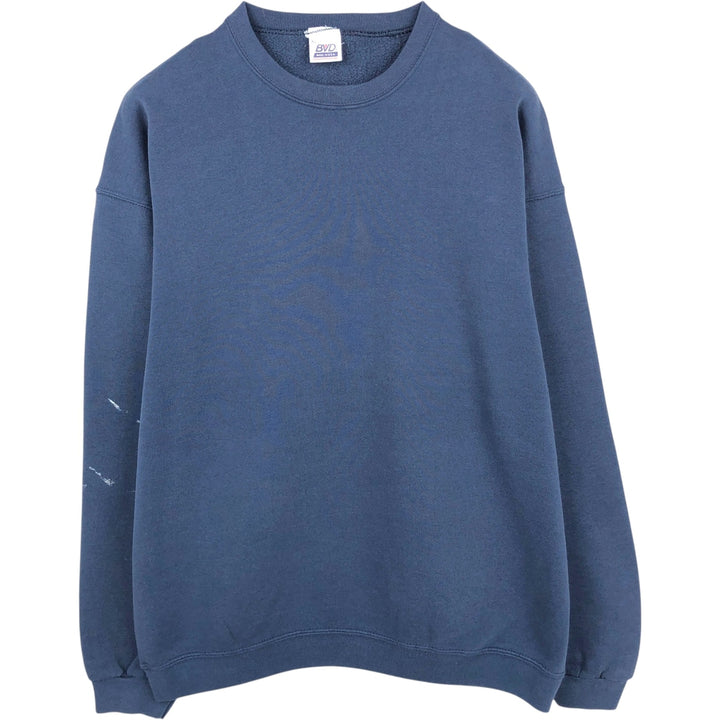 90'S BVD plain blank sweatshirt, sweatshirt, made in USA, men's XL size, vintage cotton blue type Vintage Second Hand