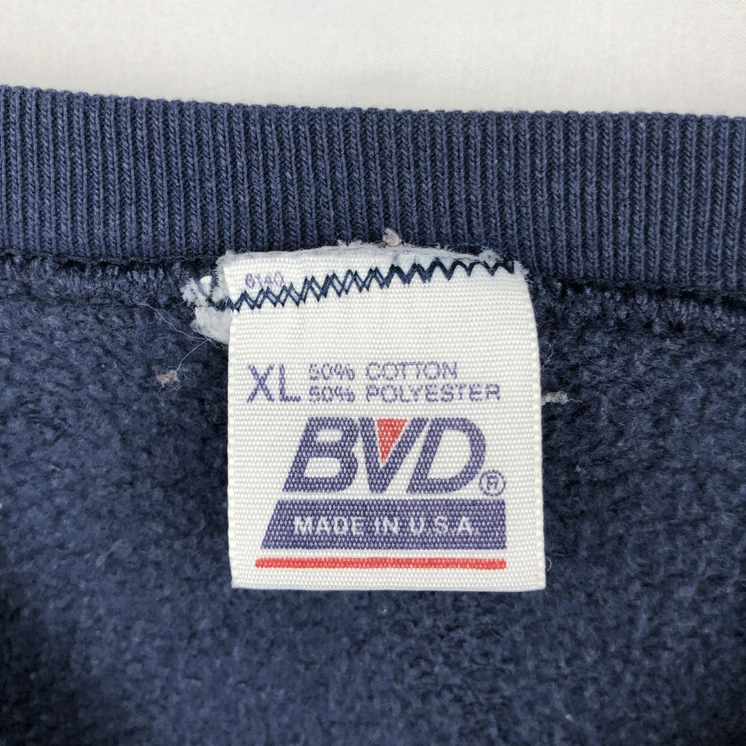 90'S BVD plain blank sweatshirt, sweatshirt, made in USA, men's XL size, vintage cotton blue type Vintage Second Hand