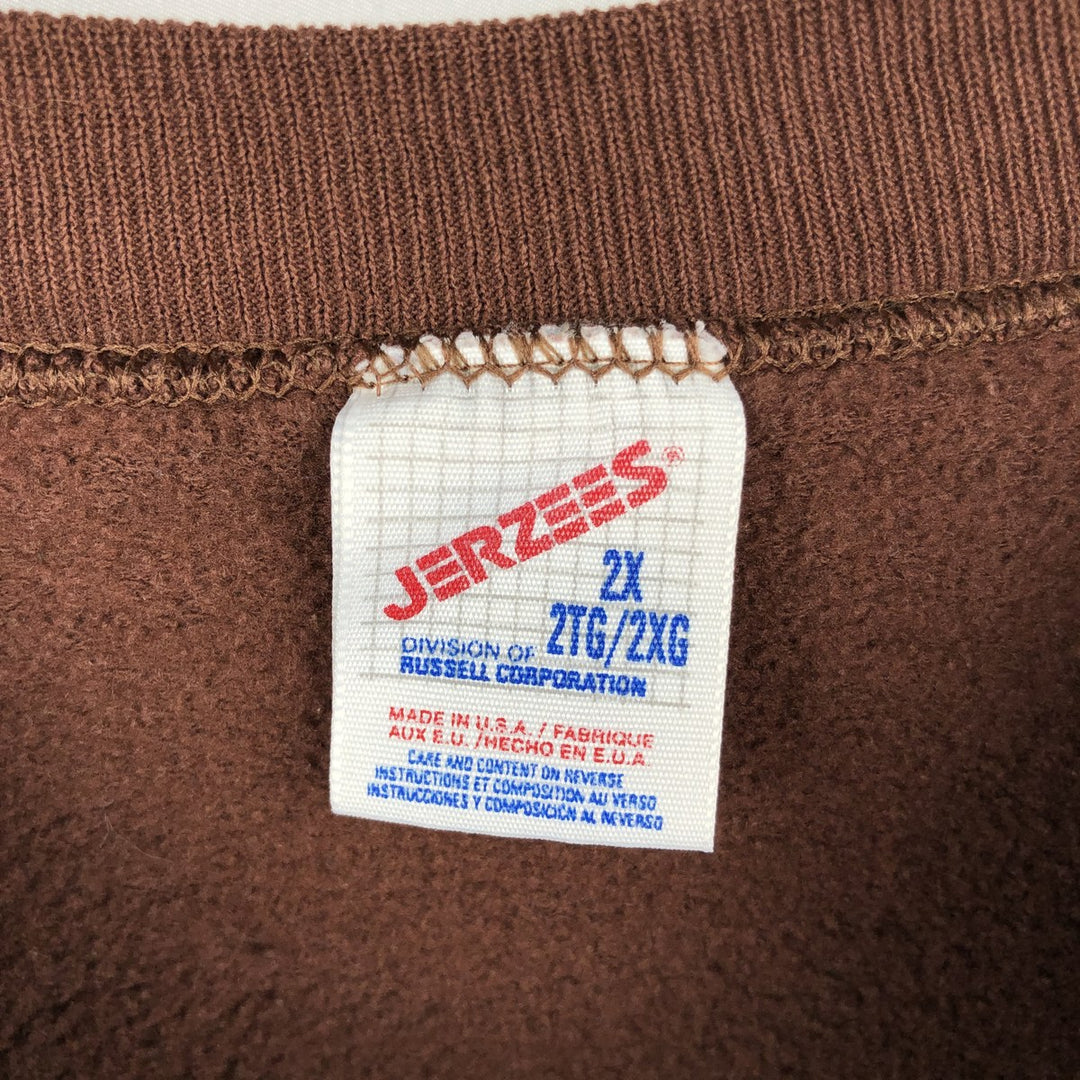 Vintage 80s-90'S Jerzees plain blank sweatshirt, made in the USA, men's size XXL cotton brown type Vintage Second Hand