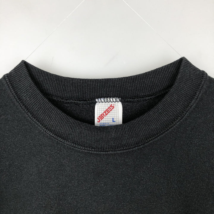 90'S Jerzees Plain Blank Sweatshirt Trainer Made in USA Men's Size L Vintage cotton black type Vintage Second Hand