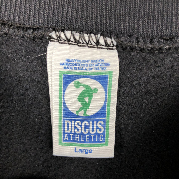 90'S Discus Athletic Plain Blank Sweatshirt, Made in USA, Men's Size L (Equivalent), Vintage cotton Charcoal Vintage Second Hand