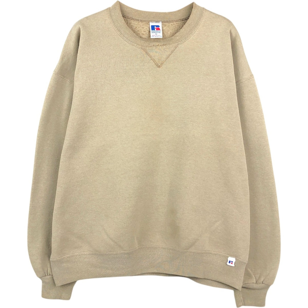 90'S Russell plain blank sweatshirt, sweatshirt, made in USA, men's XL size, vintage cotton Beige type Vintage Second Hand