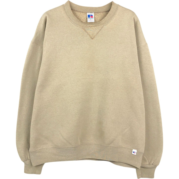 90'S Russell plain blank sweatshirt, sweatshirt, made in USA, men's XL size, vintage cotton Beige type Vintage Second Hand
