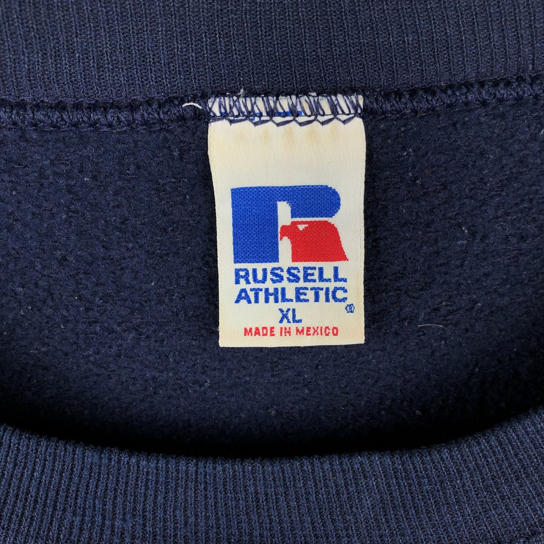 90'S Russell plain blank sweatshirt, sweatshirt, men's XL size, vintage cotton Navy blue Vintage Second Hand