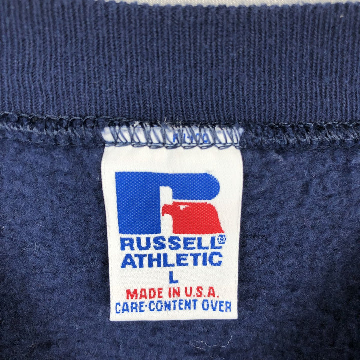 90'S Russell plain blank sweatshirt, sweatshirt, made in USA, men's size L, vintage cotton navy blue type Vintage Second Hand