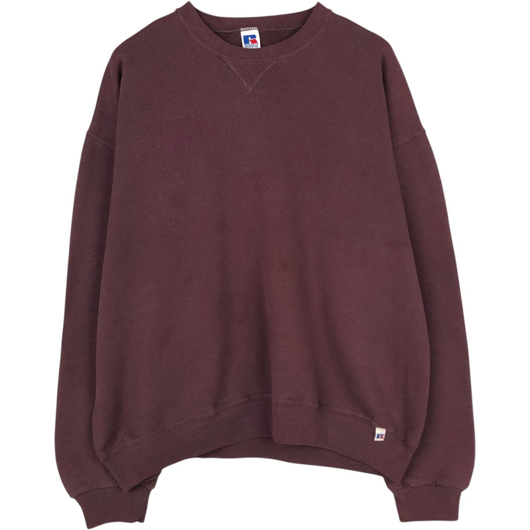 90'S Russell plain blank sweatshirt, sweatshirt, men's XXL size, vintage cotton red type reddish brown Vintage Second Hand