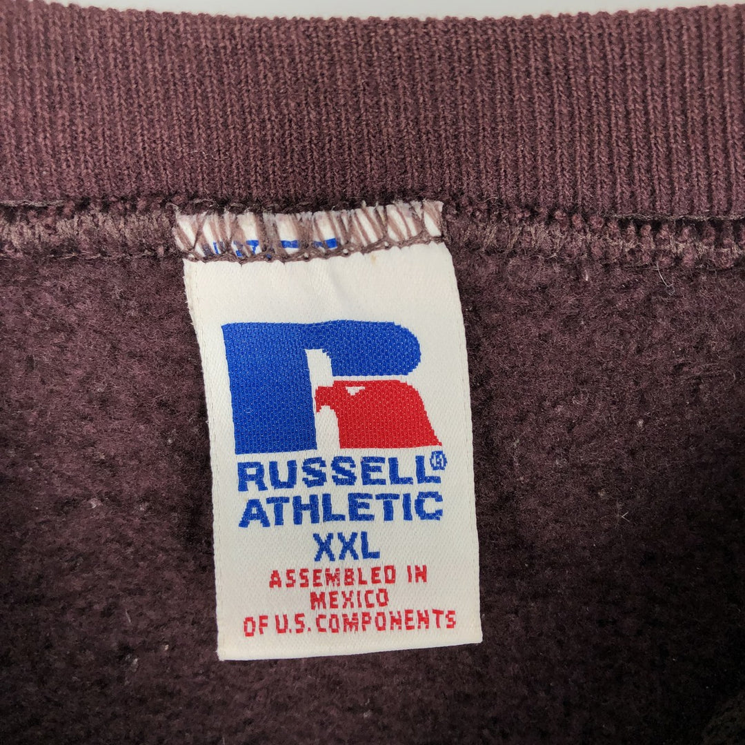 90'S Russell plain blank sweatshirt, sweatshirt, men's XXL size, vintage cotton red type reddish brown Vintage Second Hand