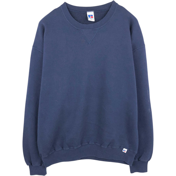 90'S Russell Athletic Plain Blank Sweatshirt, Men's Size XL (Equivalent), Vintage cotton navy blue type Vintage Second Hand