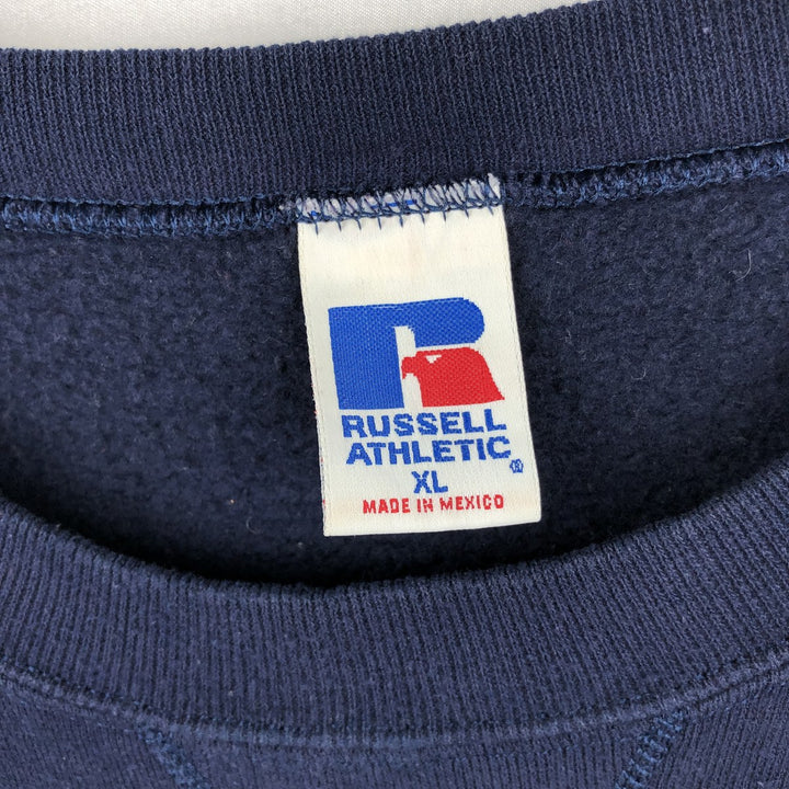 90'S Russell Athletic Plain Blank Sweatshirt, Men's Size XL (Equivalent), Vintage cotton navy blue type Vintage Second Hand