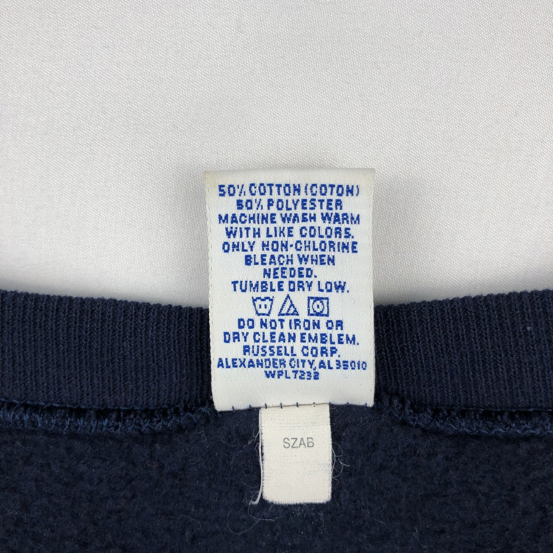 90'S Russell Athletic Plain Blank Sweatshirt, Men's Size XL (Equivalent), Vintage cotton navy blue type Vintage Second Hand
