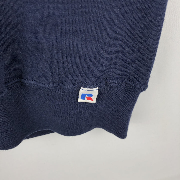 90'S Russell Athletic Plain Blank Sweatshirt, Men's Size XL (Equivalent), Vintage cotton navy blue type Vintage Second Hand