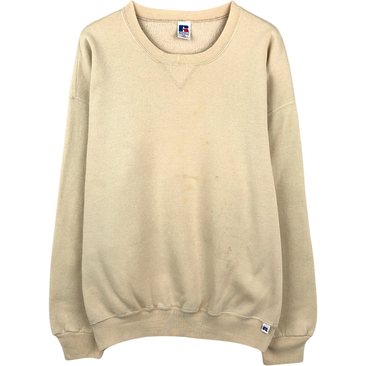 90'S Russell plain blank sweatshirt, sweatshirt, men's XXL size, vintage cotton unbleached Vintage Second Hand