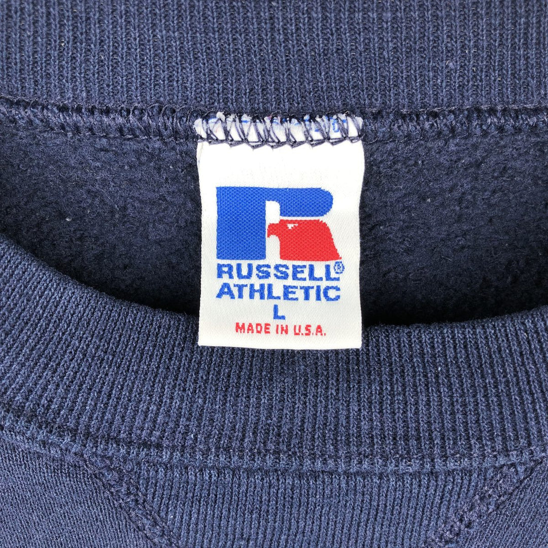 90'S Russell plain blank sweatshirt, sweatshirt, made in USA, men's size L, vintage cotton navy blue type Vintage Second Hand