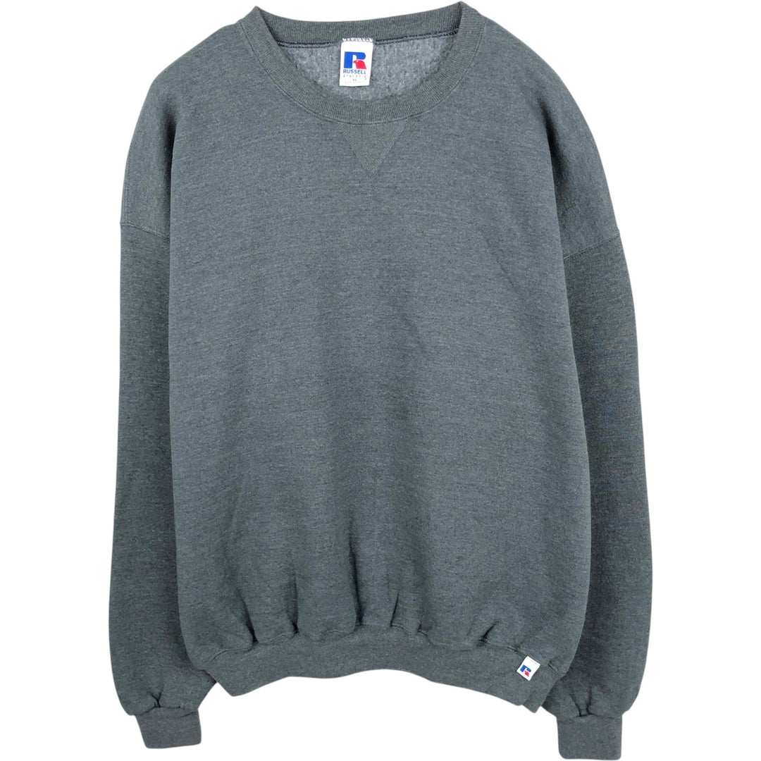 90'S Russell Athletic Plain Blank Sweatshirt, Men's Size XL (Equivalent), Vintage cotton Charcoal Vintage Second Hand