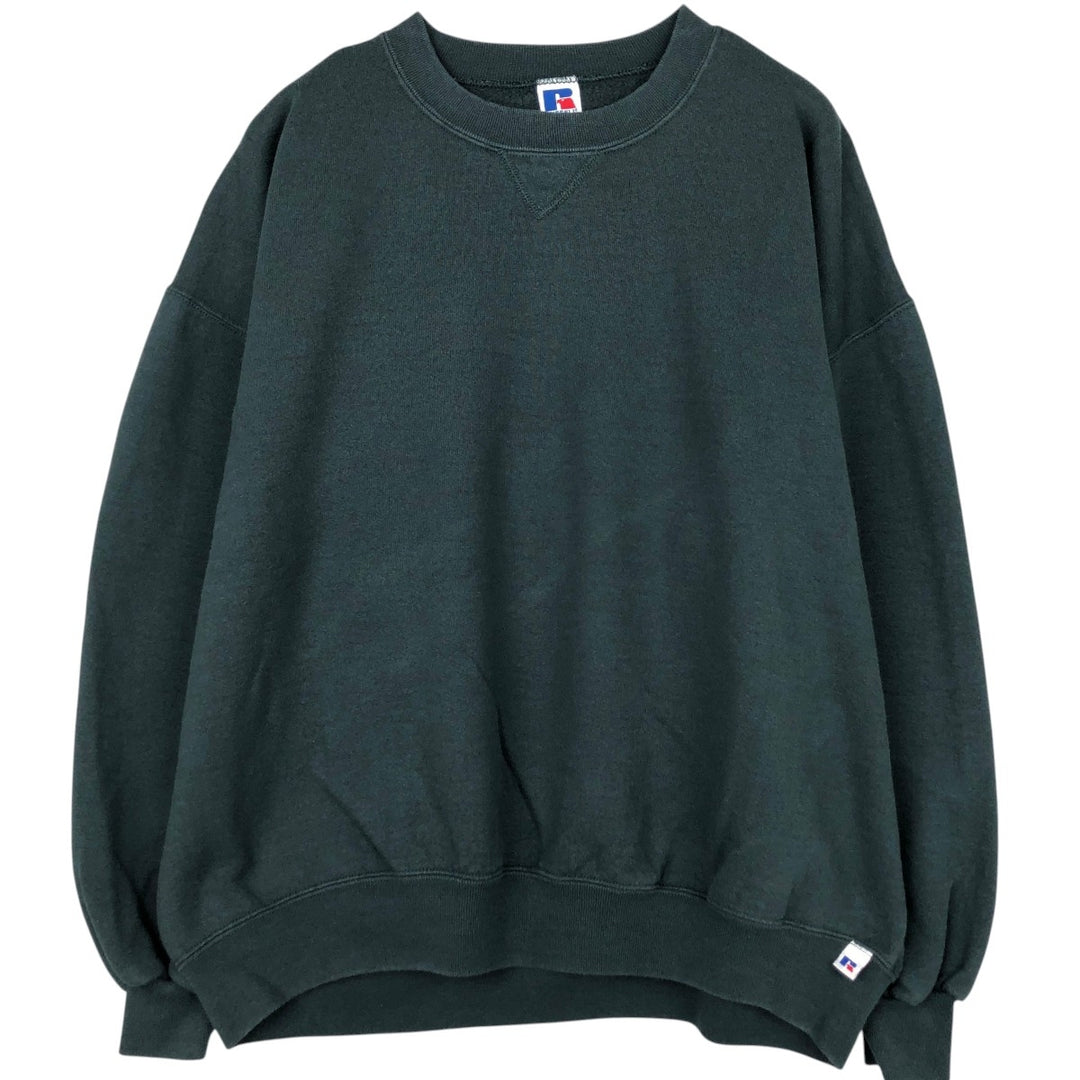 90'S Russell plain blank sweatshirt, sweatshirt, made in USA, men's XXL, vintage cotton Green type dark green Vintage Second Hand