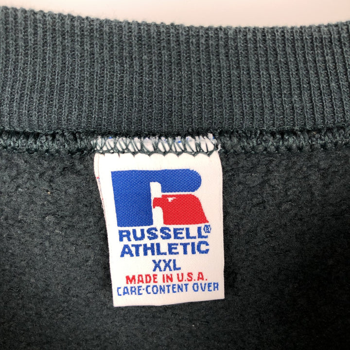 90'S Russell plain blank sweatshirt, sweatshirt, made in USA, men's XXL, vintage cotton Green type dark green Vintage Second Hand