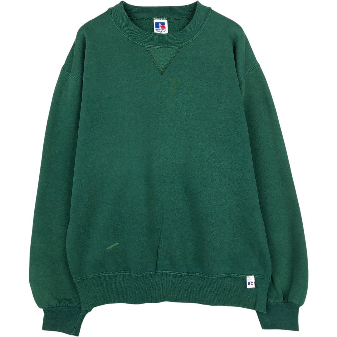 90'S Russell plain blank sweatshirt, sweatshirt, made in USA, men's size M, vintage cotton Green type dark green Vintage Second Hand