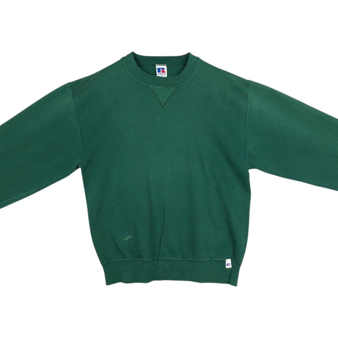 90'S Russell plain blank sweatshirt, sweatshirt, made in USA, men's size M, vintage cotton Green type dark green Vintage Second Hand