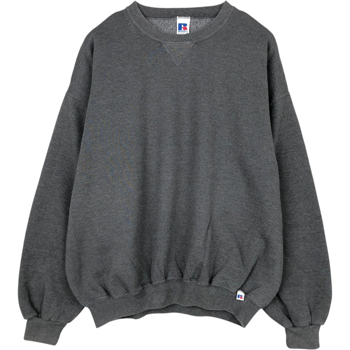 90'S Russell plain blank sweatshirt, sweatshirt, men's XXL size, vintage cotton Charcoal Vintage Second Hand