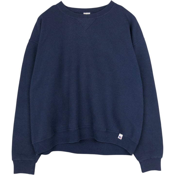 90'S Russell plain blank sweatshirt, sweatshirt, men's size L, vintage cotton navy blue type Vintage Second Hand