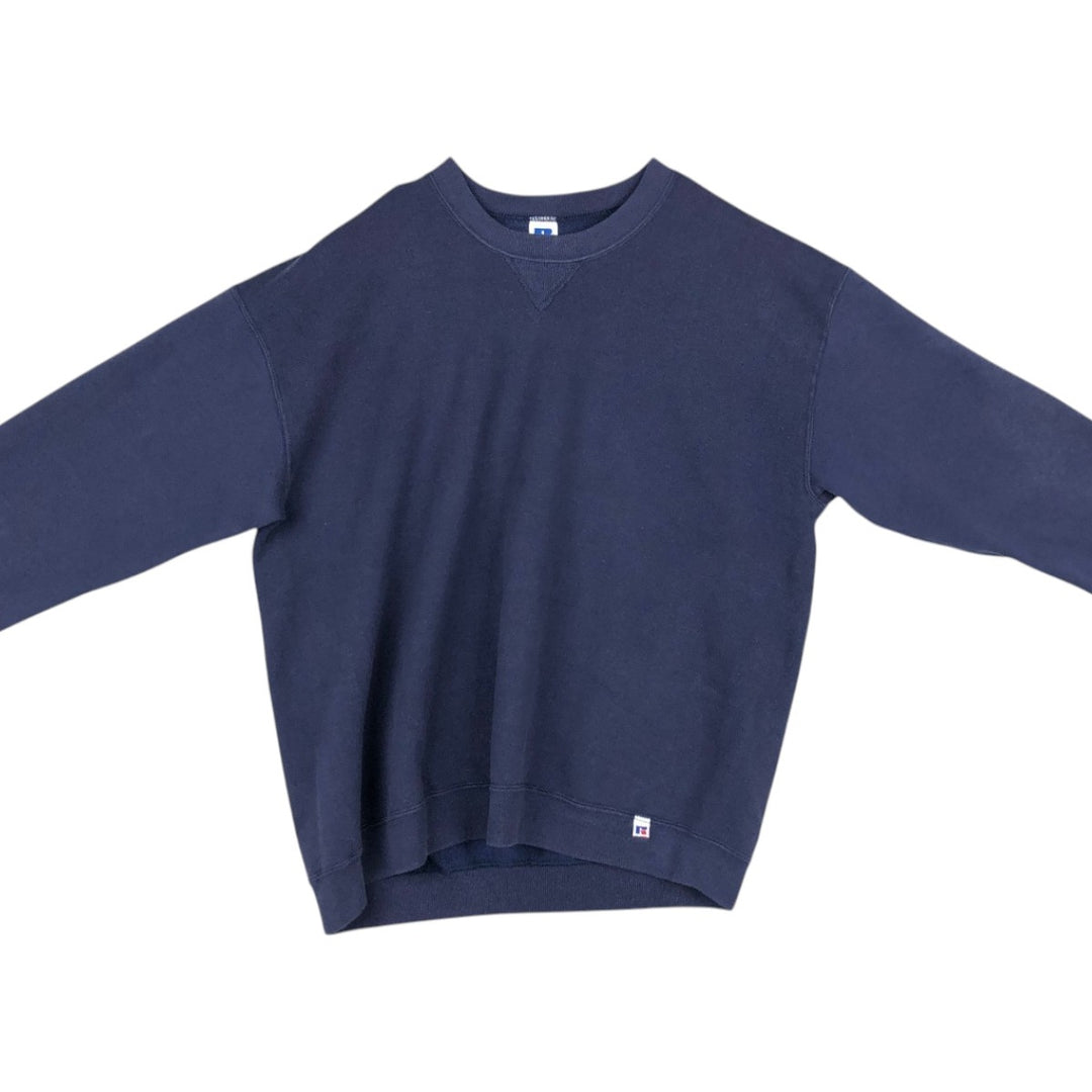 90'S Russell plain blank sweatshirt, sweatshirt, made in USA, men's XXL, vintage cotton navy blue type Vintage Second Hand