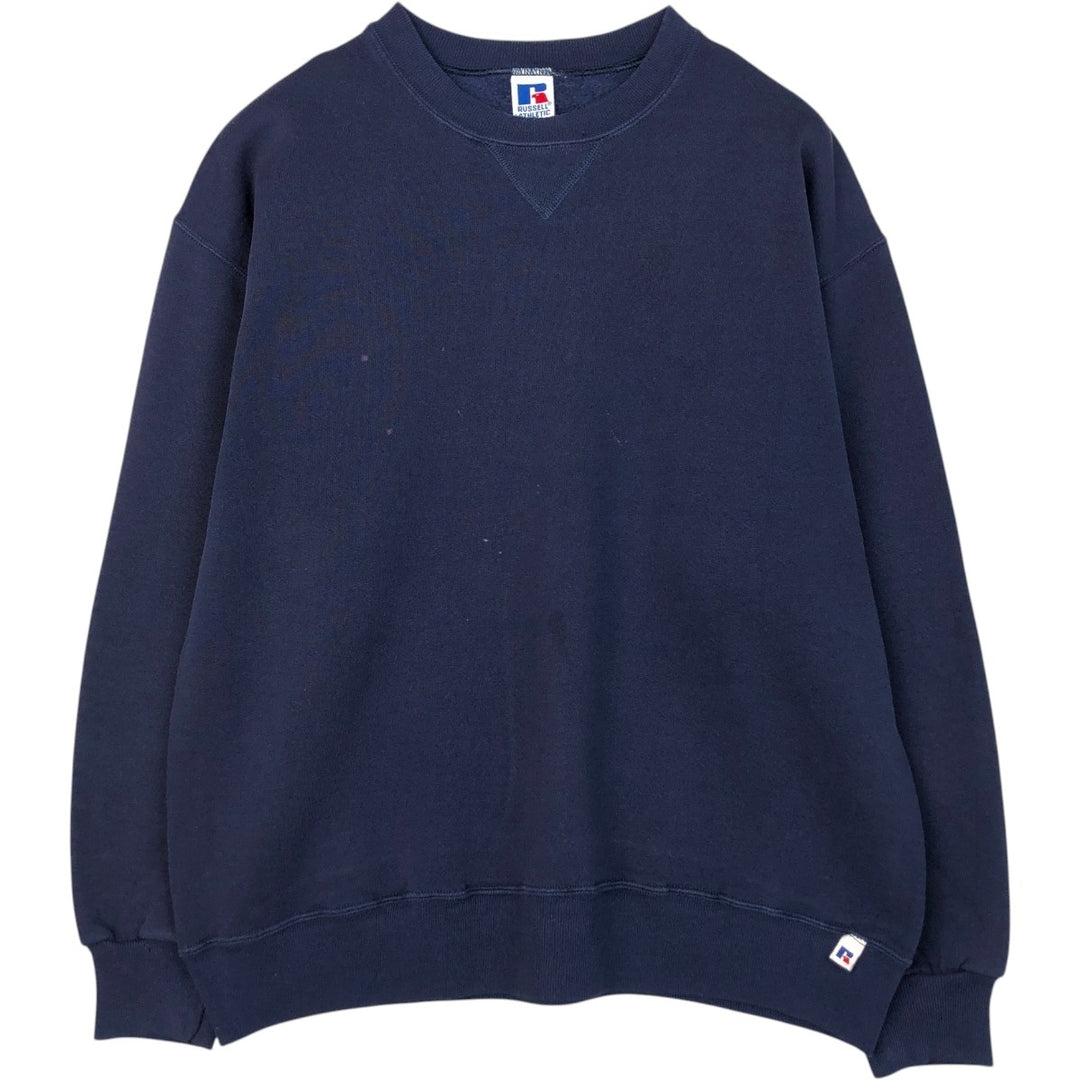 90'S Russell plain blank sweatshirt, sweatshirt, made in USA, men's XL size, vintage cotton navy blue type Vintage Second Hand