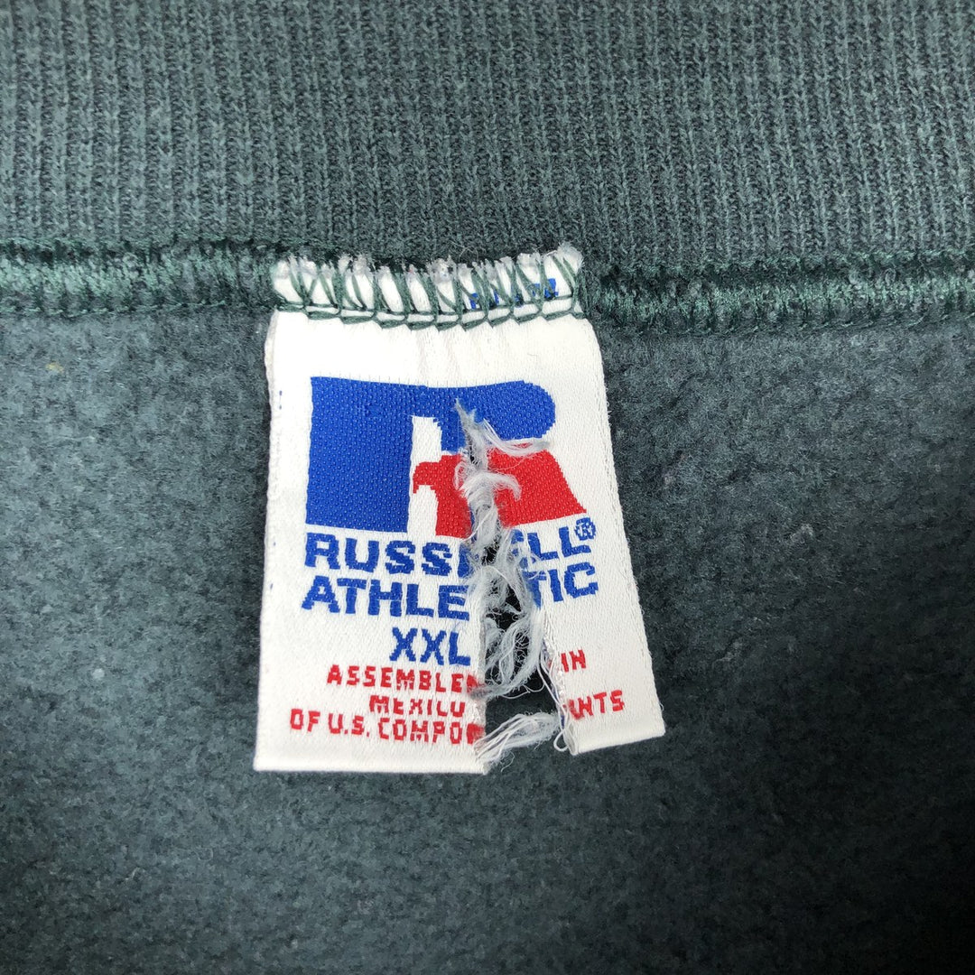 90'S Russell plain blank sweatshirt, sweatshirt, men's XXL size, vintage cotton Green type dark green Vintage Second Hand