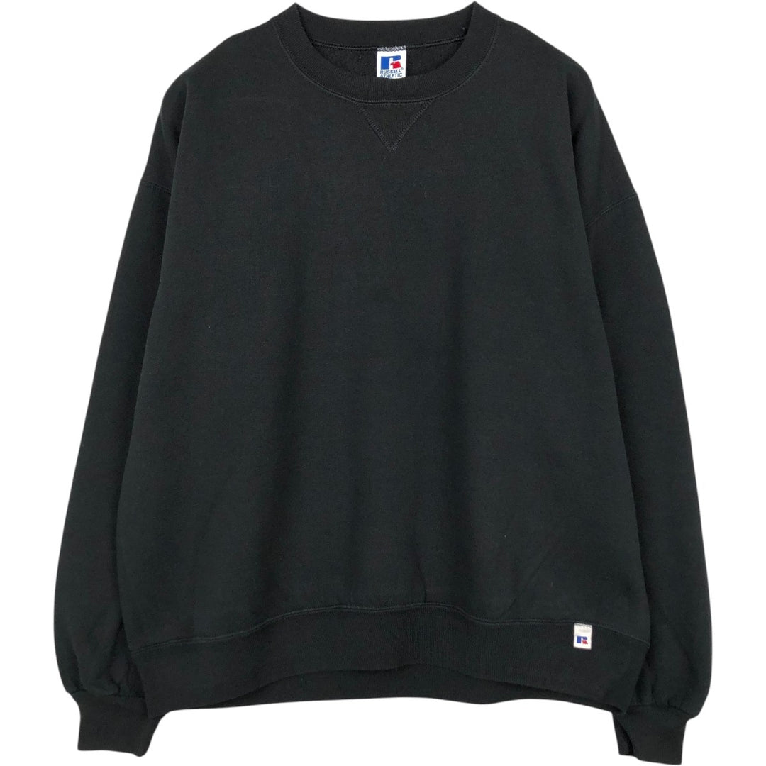 90'S Russell plain blank sweatshirt, sweatshirt, made in USA, men's XL size, vintage cotton black type Vintage Second Hand