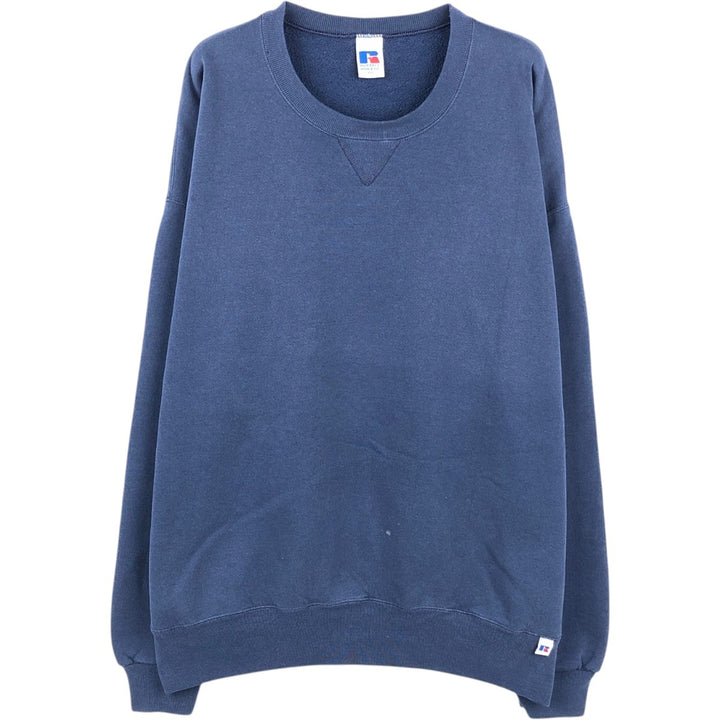 90'S Russell plain blank sweatshirt, sweatshirt, men's XXL size, vintage cotton navy blue type Vintage Second Hand