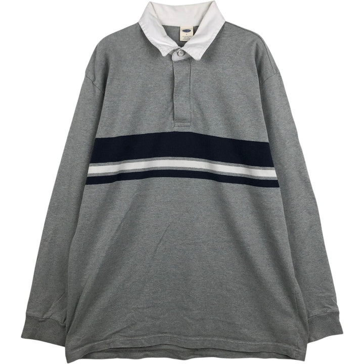 OLD NAVY Long-Sleeve Rugby Shirt, Men's Size L (approx.) cotton gray type Vintage Second Hand