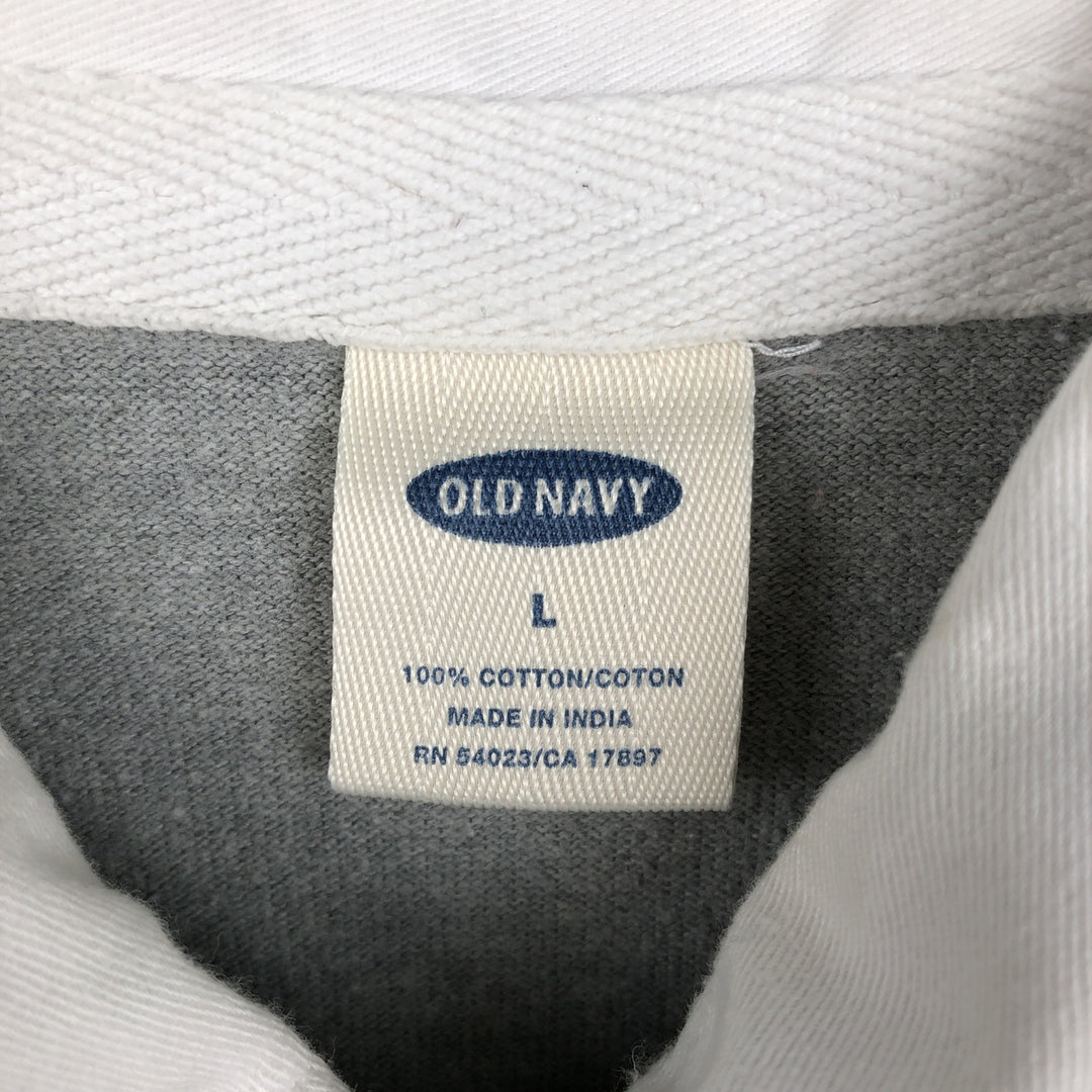 OLD NAVY Long-Sleeve Rugby Shirt, Men's Size L (approx.) cotton gray type Vintage Second Hand