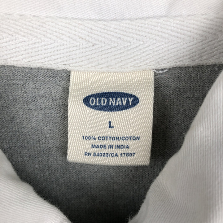 OLD NAVY Long-Sleeve Rugby Shirt, Men's Size L (approx.) cotton gray type Vintage Second Hand