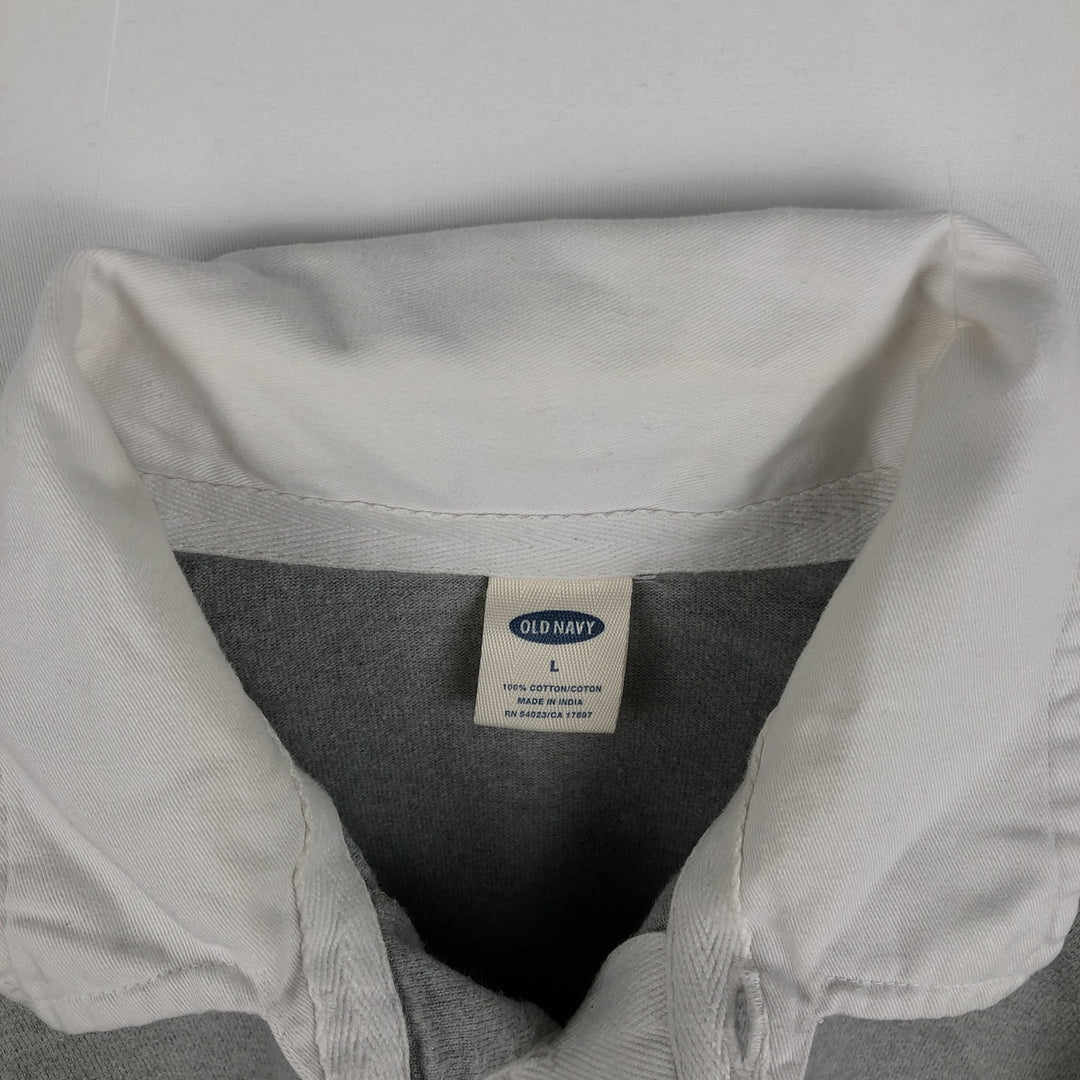 OLD NAVY Long-Sleeve Rugby Shirt, Men's Size L (approx.) cotton gray type Vintage Second Hand