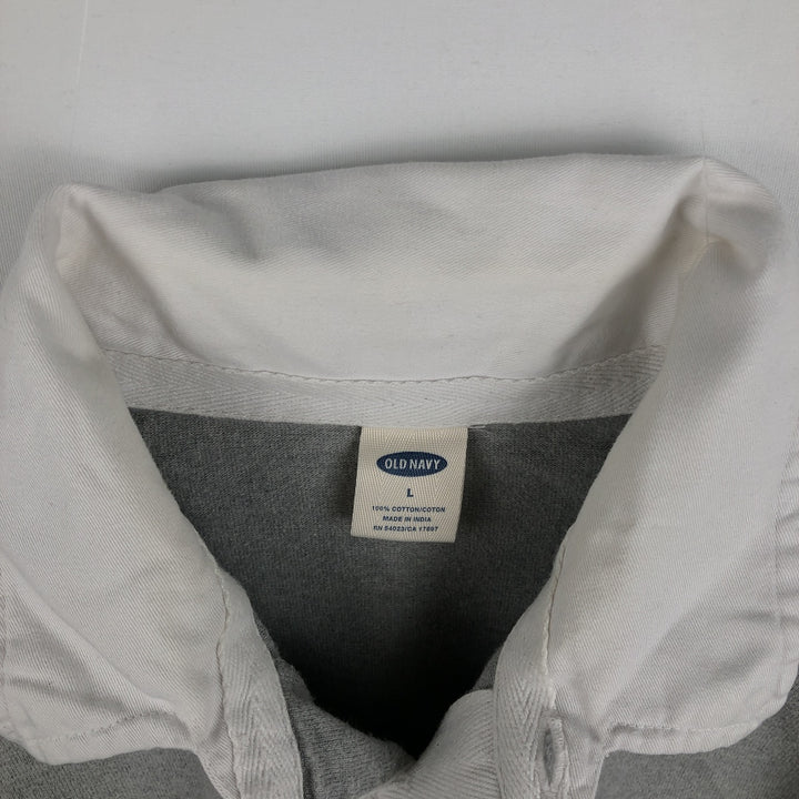 OLD NAVY Long-Sleeve Rugby Shirt, Men's Size L (approx.) cotton gray type Vintage Second Hand