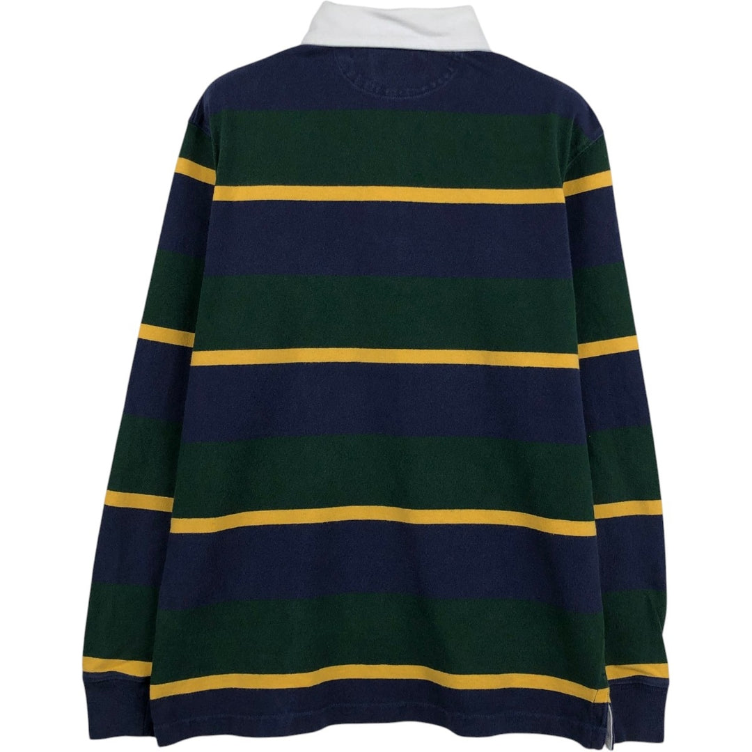 Ralph Lauren POLO RALPH LAUREN Striped Pattern Multi-Stripe Long-Sleeve Rugby Shirt, Men's Size S (approx.) cotton green type Vintage Second Hand