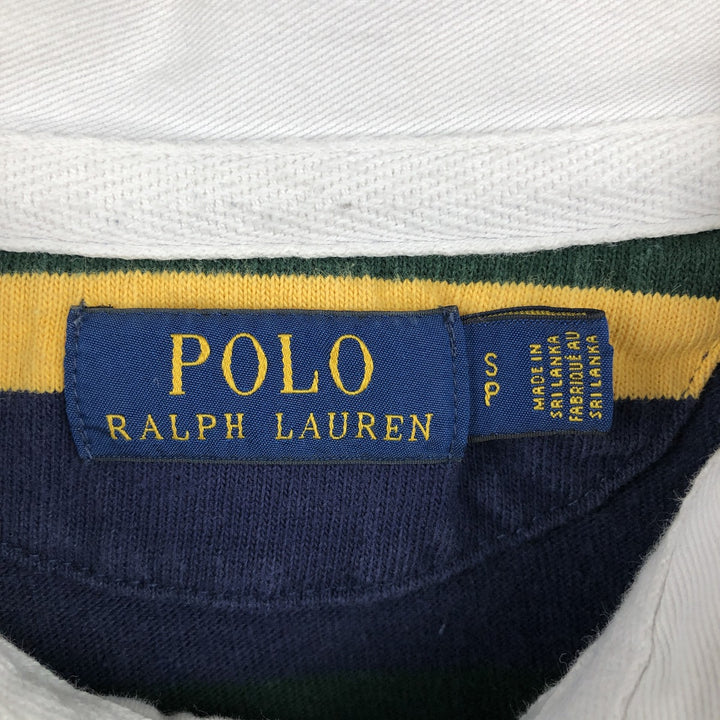 Ralph Lauren POLO RALPH LAUREN Striped Pattern Multi-Stripe Long-Sleeve Rugby Shirt, Men's Size S (approx.) cotton green type Vintage Second Hand