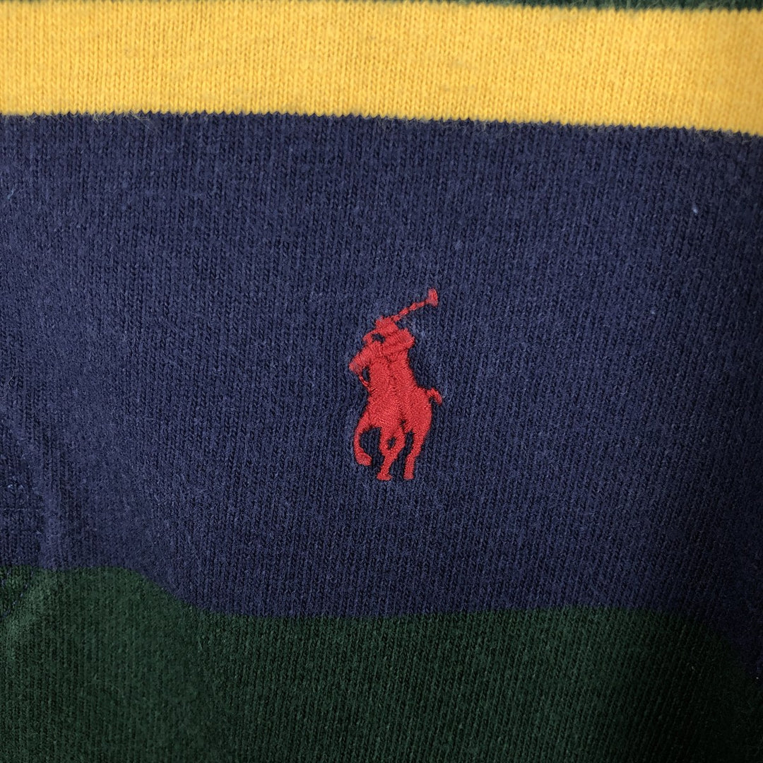 Ralph Lauren POLO RALPH LAUREN Striped Pattern Multi-Stripe Long-Sleeve Rugby Shirt, Men's Size S (approx.) cotton green type Vintage Second Hand